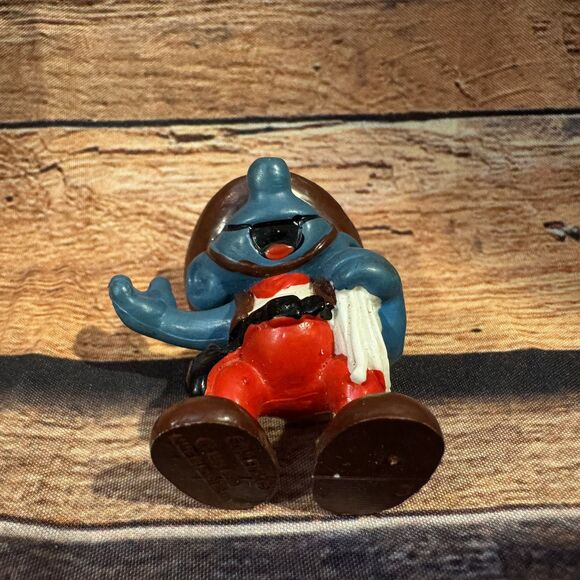 VINTAGE 1981 Schleich Peyo Cowboy Smurf PVC Figure 20122 Collectible Smurfs Toy - Picture 6 of 7